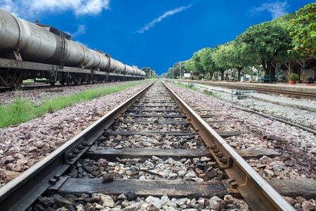 Line of railway crossing in rural of Thailand