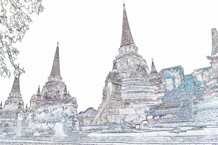 old Pagoda in Ancient City at AYUTTHAYA World Heritage, Thailandの写真素材