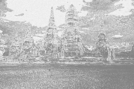 old Pagoda in Ancient City at AYUTTHAYA World Heritage, Thailandの写真素材