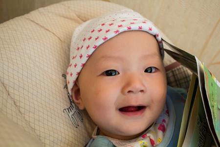 Cute baby in Bassinetの写真素材