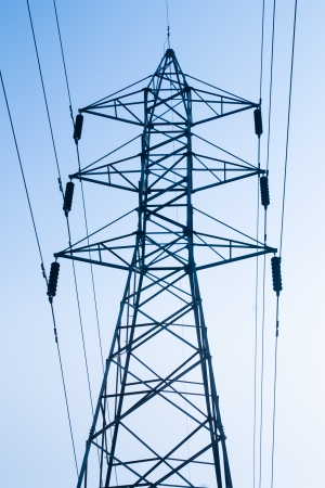 Electric power station on blue skyの写真素材