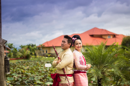  traditional wedding dress, Thailandの写真素材