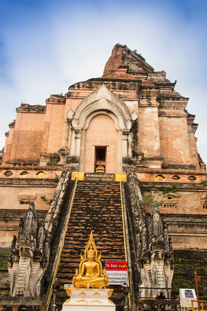 Wat Chedi Luang in chiangmai of thailandの写真素材