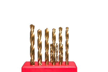golden twist drill bit, cutting tool for drilling holesの写真素材