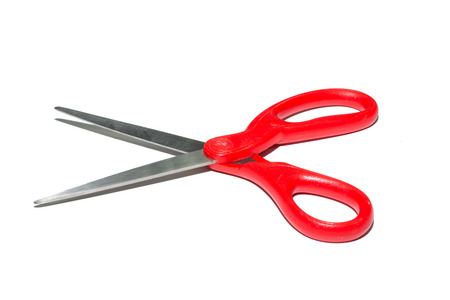 Red Scissors isolate on whiteの写真素材