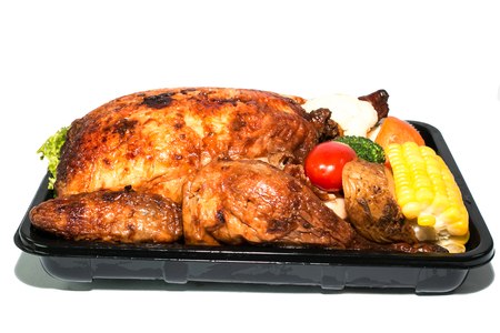 Baked chicken for festive dinnerの写真素材