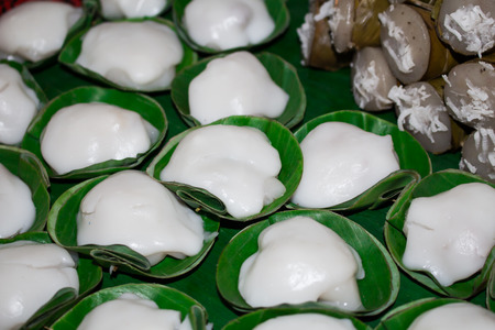 Candy Thailand isolate on the banana leafの写真素材