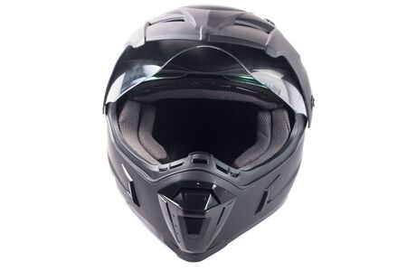 black motorcycle helmet isolatedの写真素材