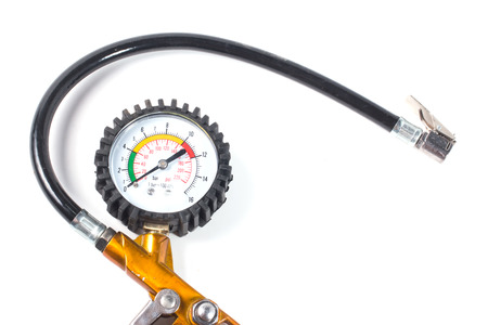 compressor pressure gauge on a white backgroundの写真素材