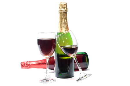 red wine and grapes wine  isolated on a white backgroundglassの写真素材