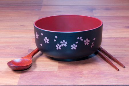 Traditional tableware of Japan chopsticks and bowlの写真素材