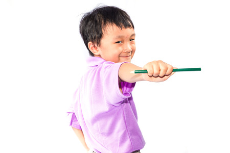 Asian boy with a smile isolate on white