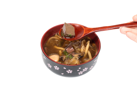 chinese food, fish maw and crab meat and mushroomの写真素材