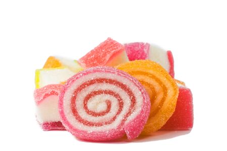 Jelly sweet, flavor fruit, candy dessert colorful isolate on whiteの写真素材