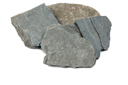 sample of a Black Slate Rock isolate on whiteの写真素材