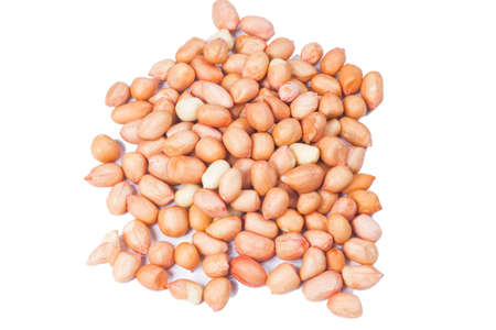 Close-up image of peanuts isolated on white backgroundの写真素材