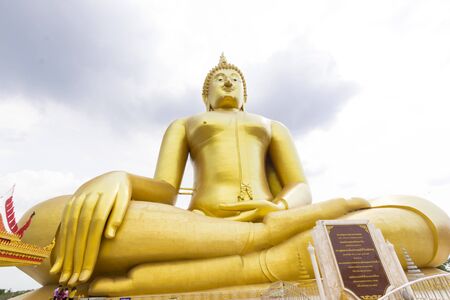 beautiful biggest Buddha in Thailand, Ang Thong provinceの写真素材
