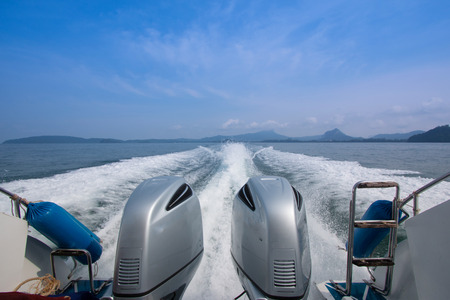 Speedboats are playing in the seaの写真素材