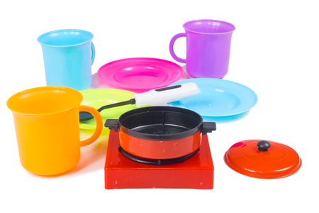 Kitchenware toy isolated on whiteの写真素材