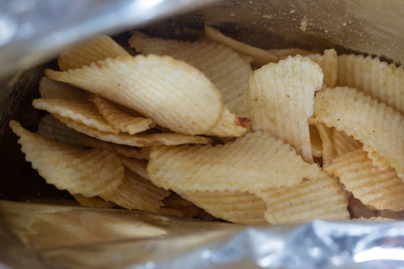 Potato fried In a plastic bagの写真素材