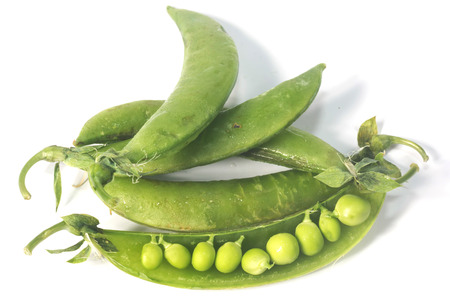 Green beans isolated on a white backgroundの写真素材