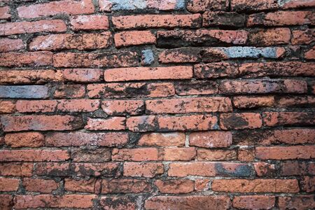 Ancient Wall made of brick Destroyed by war at Wat Chaiwatthanaram in Ayutthaya Thailandの写真素材