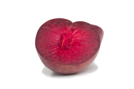 Fresh plums fruit isolate on white backgroundの写真素材