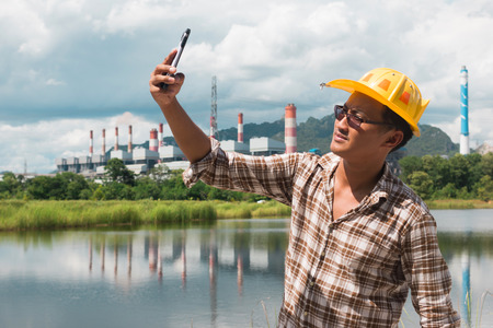 Engineer is working in the mines in power plantの写真素材