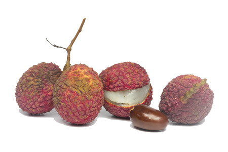 lychee  fruit isolated on white backgroundの写真素材