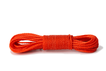Red  Nylon rope isolate on white background
