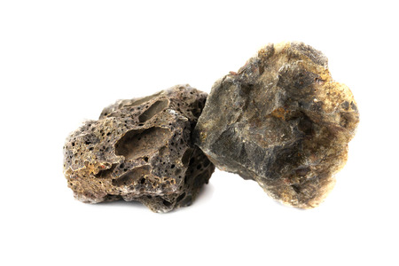 Basalt rock isolate on white background