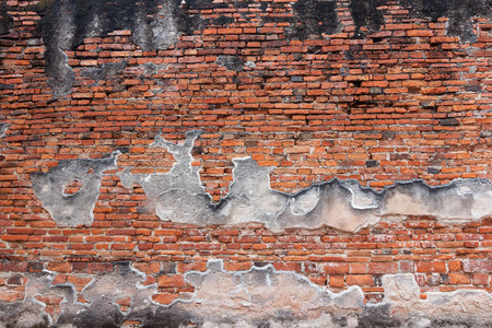 wall Ruin of ancient city destroy from War in Phra Nakhon Si Ayutthaya Province of Thailand
