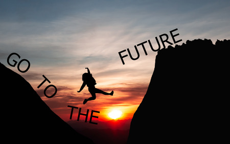 creative idea concept  People jumping over the mountains Lead to the future
