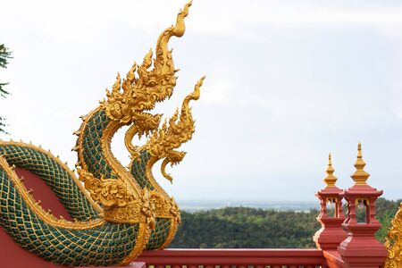aga statue in Thailand,In Legend Naga is Protect Buddhismの写真素材