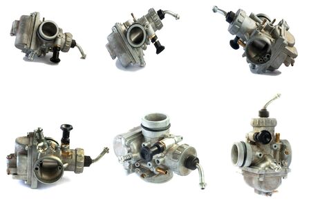 Carburettor for motorcycle part engine on white backgroundの写真素材