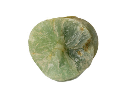 green Prehnite mineral for accessories industrial isolate on white backgroundの写真素材