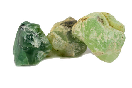 Prehnite mineral for accessories industrial isolate on white backgroundの写真素材