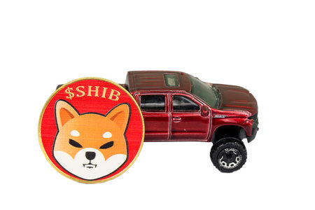 shiba inu coin is Cryptocurrency isolate on white backgroundの写真素材