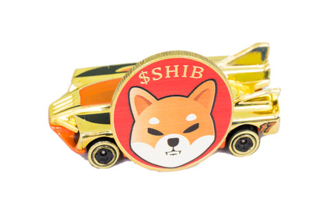 shiba inu coin is Cryptocurrency isolate on white backgroundの写真素材