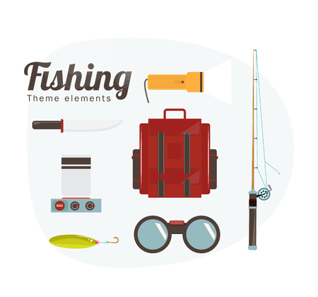 Fishing set Theme elementsのイラスト素材