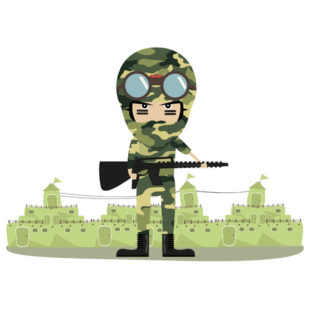 Soldier in camouflage uniform in the cityのイラスト素材