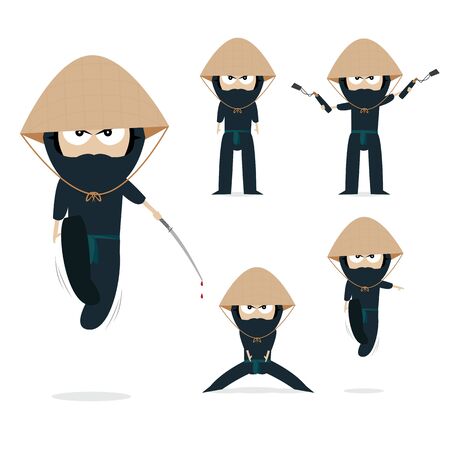 vector set of ninjaのイラスト素材