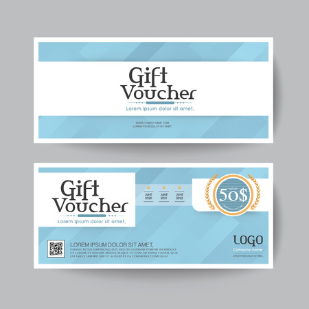 Gift voucher design vector template layout for business card gift set.blueのイラスト素材