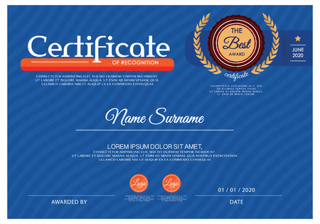 Blue Certificate, Vector certificate template.のイラスト素材