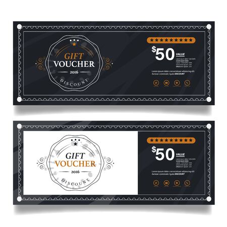 Gift voucher template,gift voucher certificate coupon design template, Vector illustrationのイラスト素材