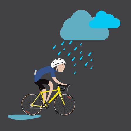 Cycling sport bicycle man in the rainのイラスト素材