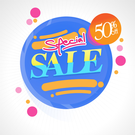 Super Sale Special Offer Banner Up To 50% Off. Vector illustration, Price Tag Colorfulのイラスト素材