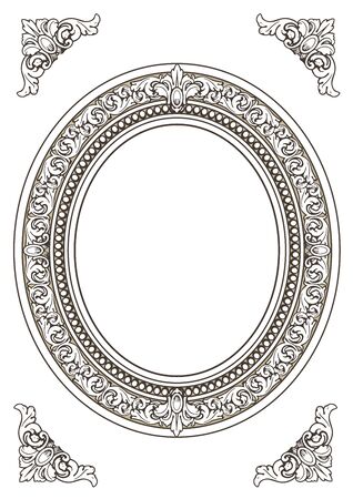 Vintage ornament. Decorative flourish frame.のイラスト素材