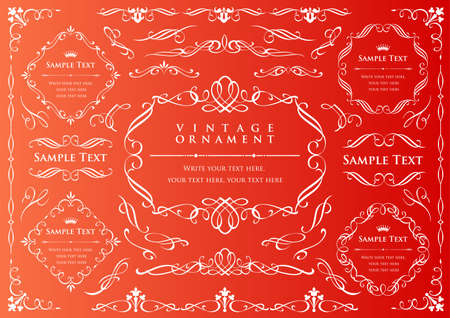 Vintage ornament set. Borders and various frame materials.のイラスト素材