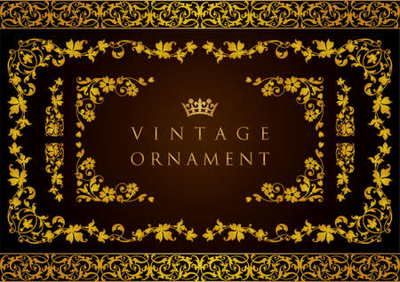 vintage ornament set. borders and frames.のイラスト素材